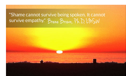 beautiful beach sunset with brene brown quote - drug addiction myths and stereotypes - inspire interventions - shari ferguson - drug addiction interventions san diego